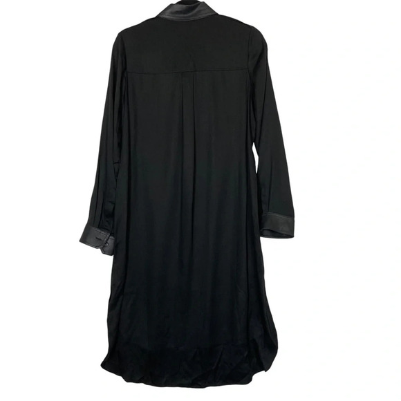 BCBG MAXAZARIA Faux Leather-Trimmed Shirt Dress Sz S - Picture 4 of 13